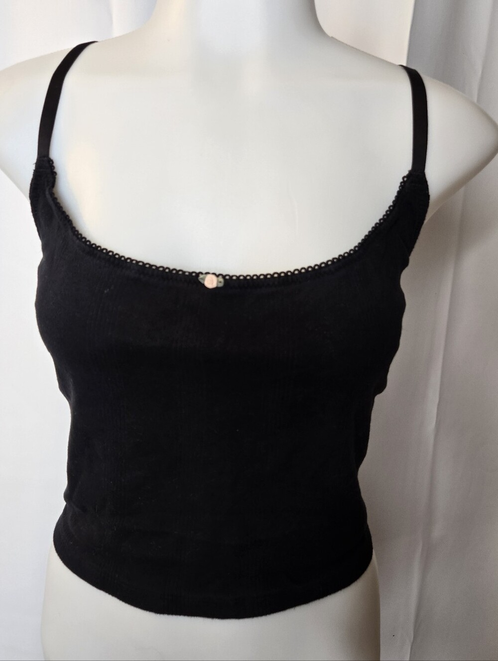 Aerie Black Cropped Lounge Tank Rosebud Cottagecore Black XL